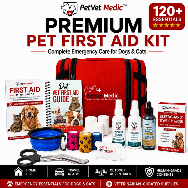 Premium Pet First Aid Kit – Veterinarian-Curated Emergency Supplies & Spiral bound Guide