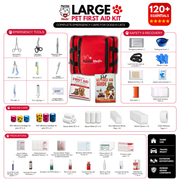 PetVet Medic® Large Pet First Aid Kit – 120+ Piece Dog & Cat Emergency Kit with Veterinarian-Curated Supplies & First Aid Guide
