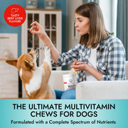 Pet Vet Multi Soft Chews for Dogs (Beef Liver, 60 Chews) – Multivitamins for Dogs, Probiotics for Digestive Health – Glucosamine for Dogs, Skin Supplement – Immune Support, Dog Supplements & Vitamins