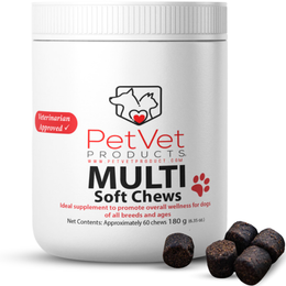 Pet Vet Multi Soft Chews for Dogs (Beef Liver, 60 Chews) – Multivitamins for Dogs, Probiotics for Digestive Health – Glucosamine for Dogs, Skin Supplement – Immune Support, Dog Supplements & Vitamins