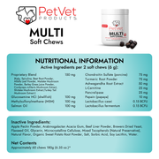 Pet Vet Multi Soft Chews for Dogs (Beef Liver, 60 Chews) – Multivitamins for Dogs, Probiotics for Digestive Health – Glucosamine for Dogs, Skin Supplement – Immune Support, Dog Supplements & Vitamins