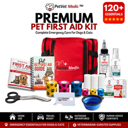 Premium Pet First Aid Kit – Veterinarian-Curated Emergency Supplies & Spiral bound Guide, 125+ items