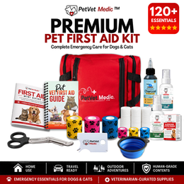 Premium Pet First Aid Kit – Veterinarian-Curated Emergency Supplies & Spiral bound Guide, 125+ items